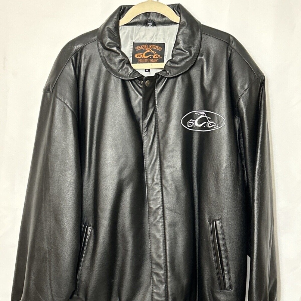 Orange County Choppers Men’s Size XL Black Leather Motorcycle Jacket Bioworld